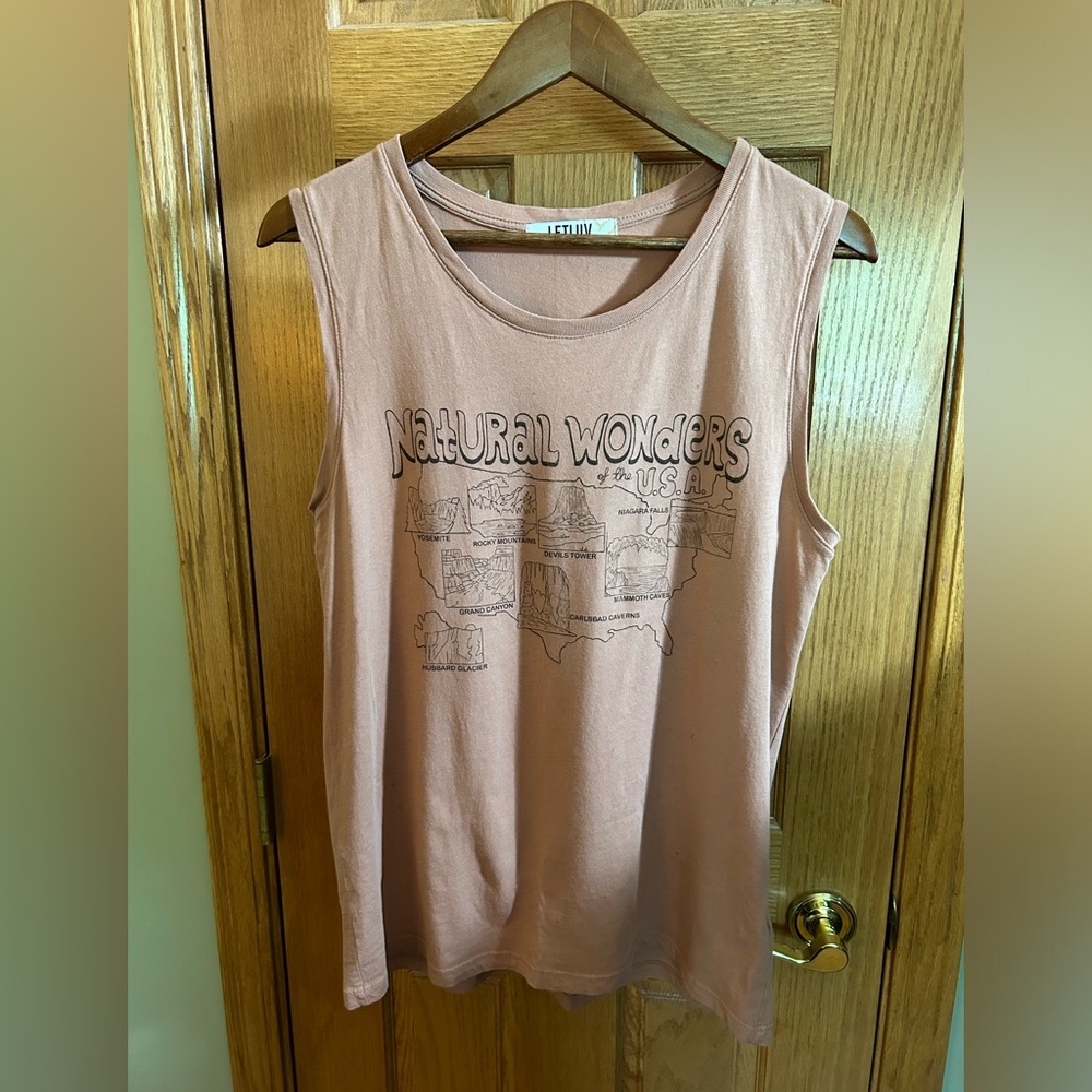 Let Luv 100% Cotton “Natural Wonders” Graphic Tee Tank Top